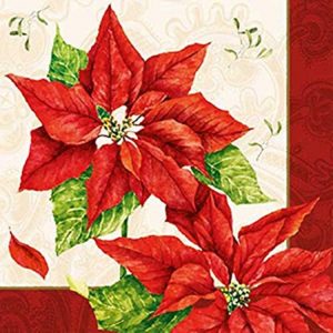 Red Poinsettia With Leaf Decoupage Napkin