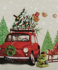 Santa Car With Gifts Decoupage Napkin