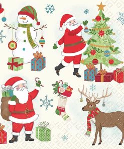 Santa Snowman With Gifts Decoupage Napkin