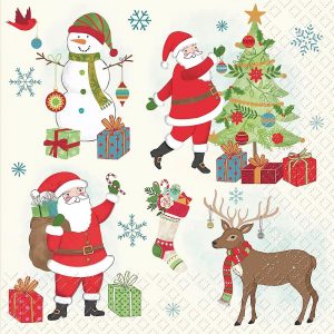 Santa Snowman With Gifts Decoupage Napkin