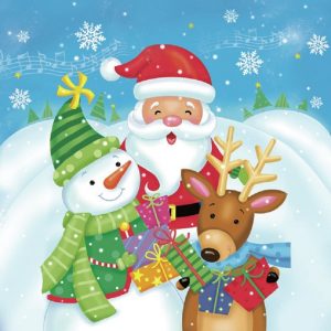 Santa, Snowman And Reindeer Decoupage Napkin