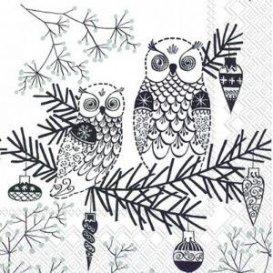 Owl Christmas Tree Ornaments Decoupage Napkin