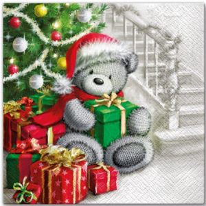 Christmas Bear With Gifts Decoupage Napkin