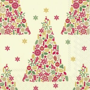Christmas Tree Red Pattern Decoupage Napkin