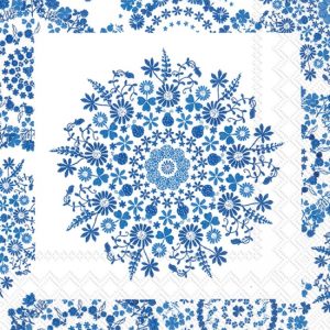 Flower Mandala Blue Decoupage Napkin