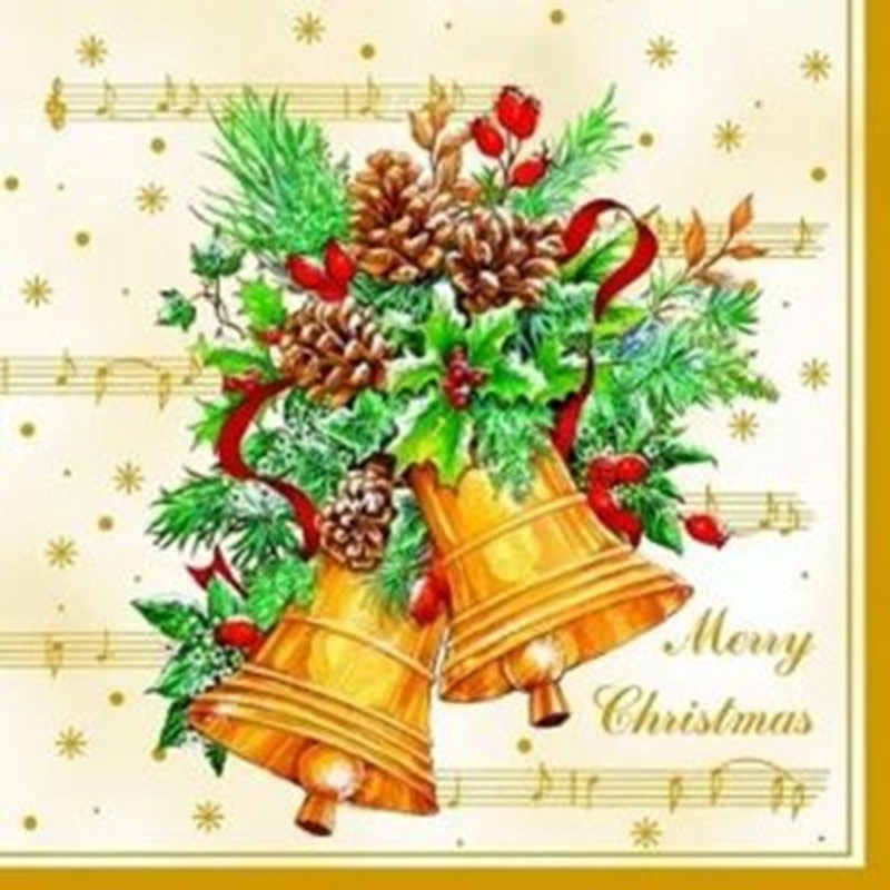 Decoration Of Christmas Bells Decoupage Napkin
