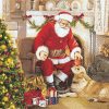Santa With Puppy And Gifts Decoupage Napkin