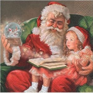 Santa With A Girl Decoupage Napkin