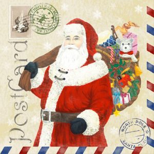 Santa Postcard Decoupage Napkin