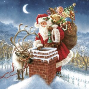 Santa And Chimney Decoupage Napkin