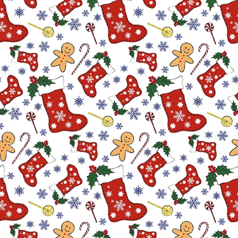 Christmas Stockings And Gingerbread Man Decoupage Napkin