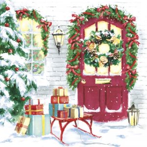 Christmas House And Gifts Decoupage Napkin