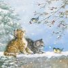 Cats And Birds Decoupage Napkin
