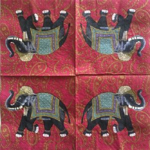 Black Elephant With Red Background Decoupage Napkin