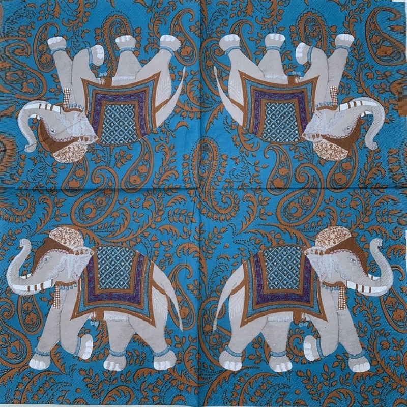 Grey Elephant With Blue Background Decoupage Napkin