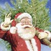 Santa Holding A Christmas Tree Decoupage Napkin