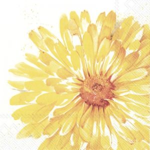 Yellow Flower In White Background Decoupage Napkin