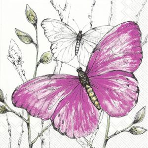 Pink Butterfly Decoupage Napkin