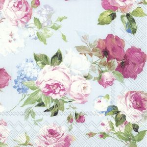 Painted Flower In Blue Background Decoupage Napkin