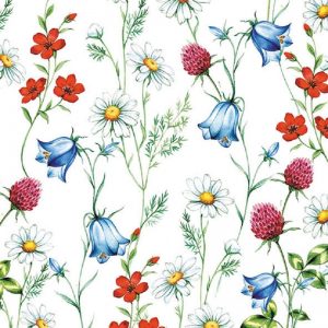 White Red And Blue Petal Flowers Decoupage Napkin