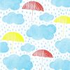 Blue Clouds With Mixed Colour Umbrella Decoupage Napkin