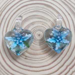Heart Glass Pendant - Baby Blue