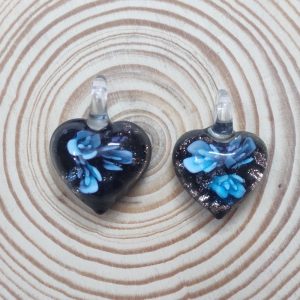 Heart Glass Pendant - Baby Blue