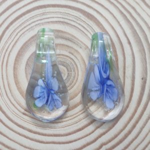 Tear Drop Glass Pendant - Blue