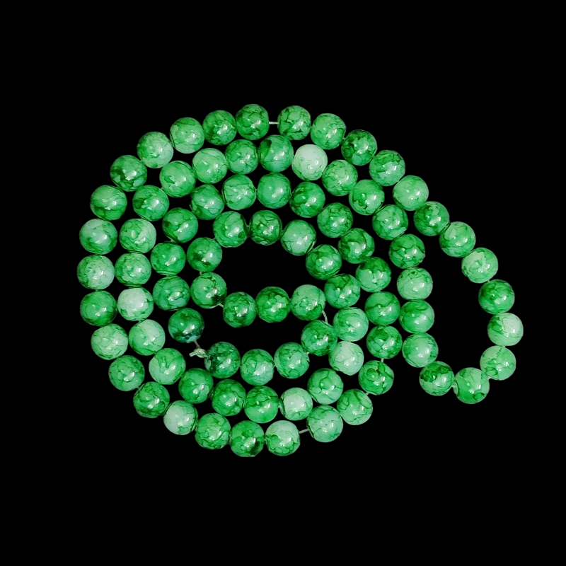 Double Shade Green Round Glass Beads