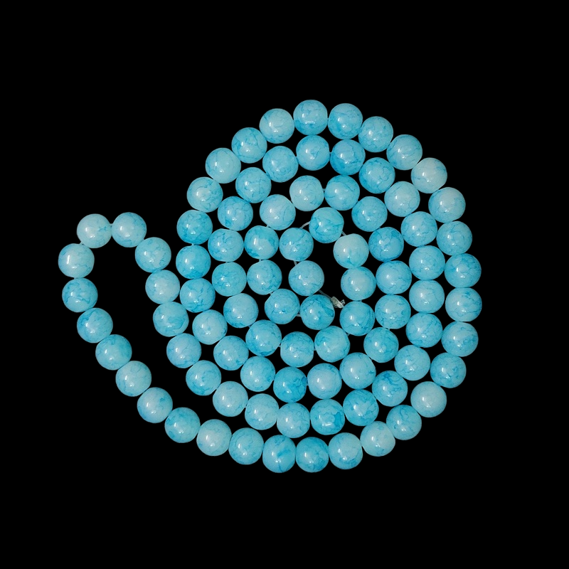 Double Shade Baby Blue Round Glass Beads