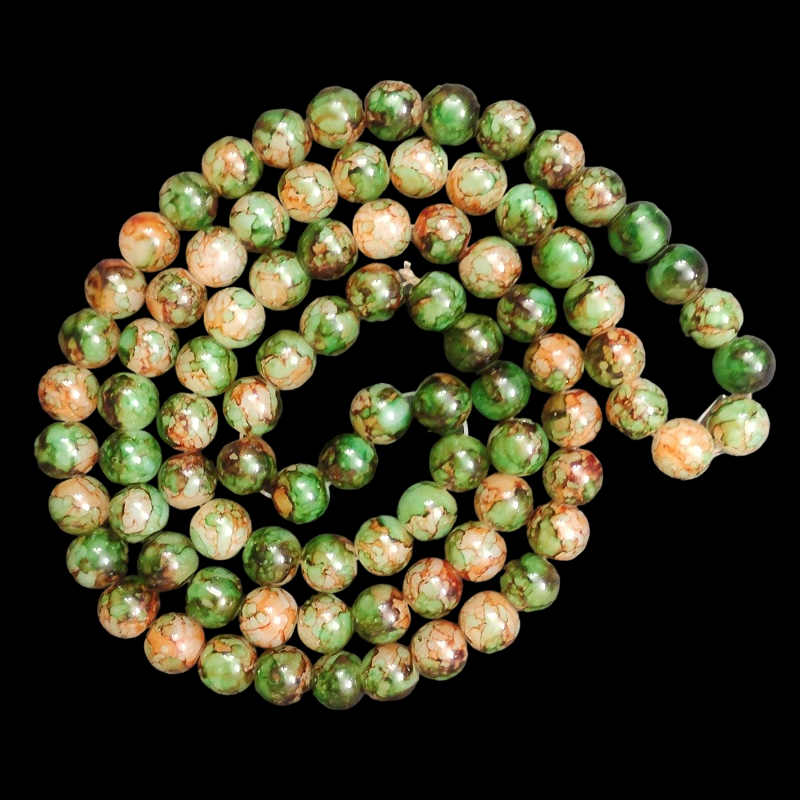 Double Shade Green With Yellow Round Glass Beads
