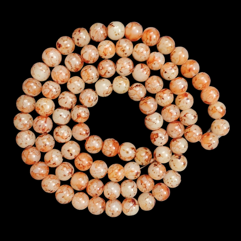 Double Shade Orange Round Glass Beads