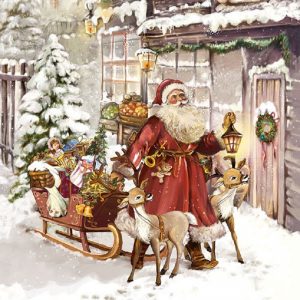 Santa Visits With Presents Decoupage Napkin