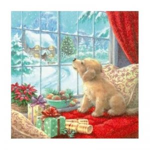 Puppy With Christmas Gifts Decoupage Napkin