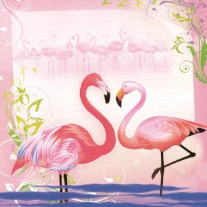 Couple Of Flamingos Decoupage Napkin