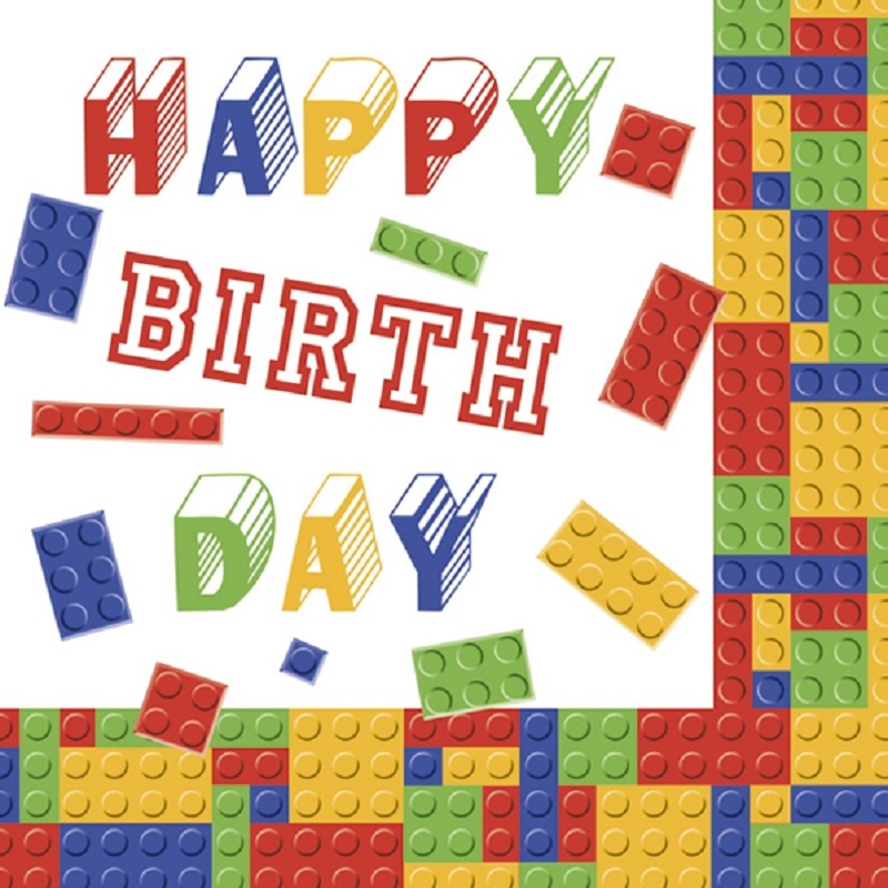 Lego Block Happy Birthday Decoupage Napkin – Connect4Sale