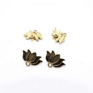 Antique Gold Lotus Earrings