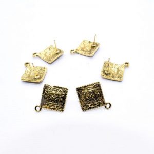 Antique Gold Square Pattern Earrings
