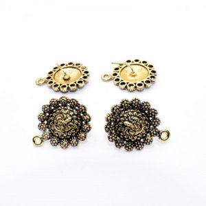 Antique Gold Round With Ganesh Pattern Earrings