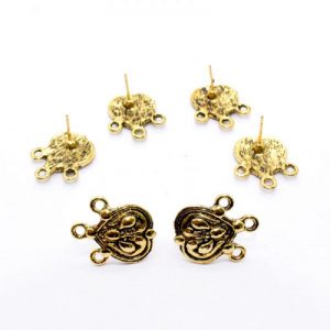 Antique Gold Tear Drop Pattern Earrings