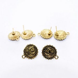 Antique Gold  Round Pattern Earrings