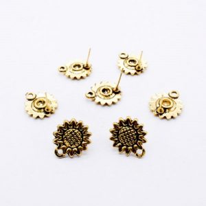 Antique Gold Sun Flower Pattern Earrings