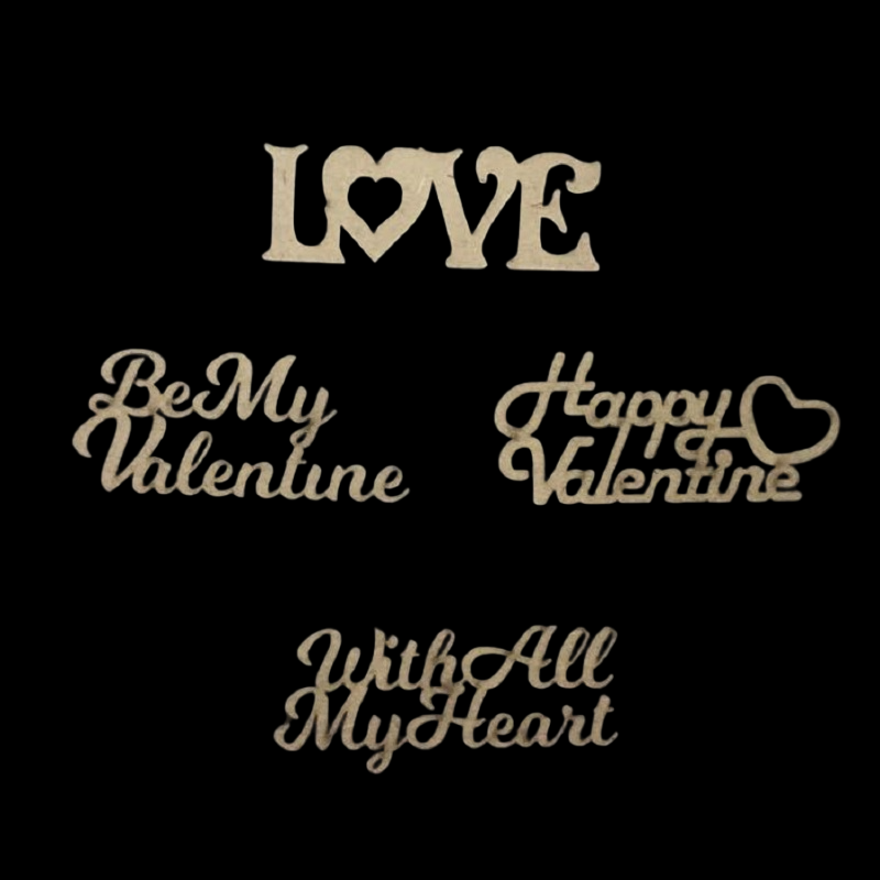 MDF Love & Valentine Theme Words Embellishment