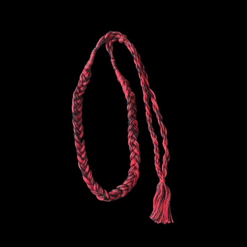 Red With Black Braided Cotton Thread Neck Rope