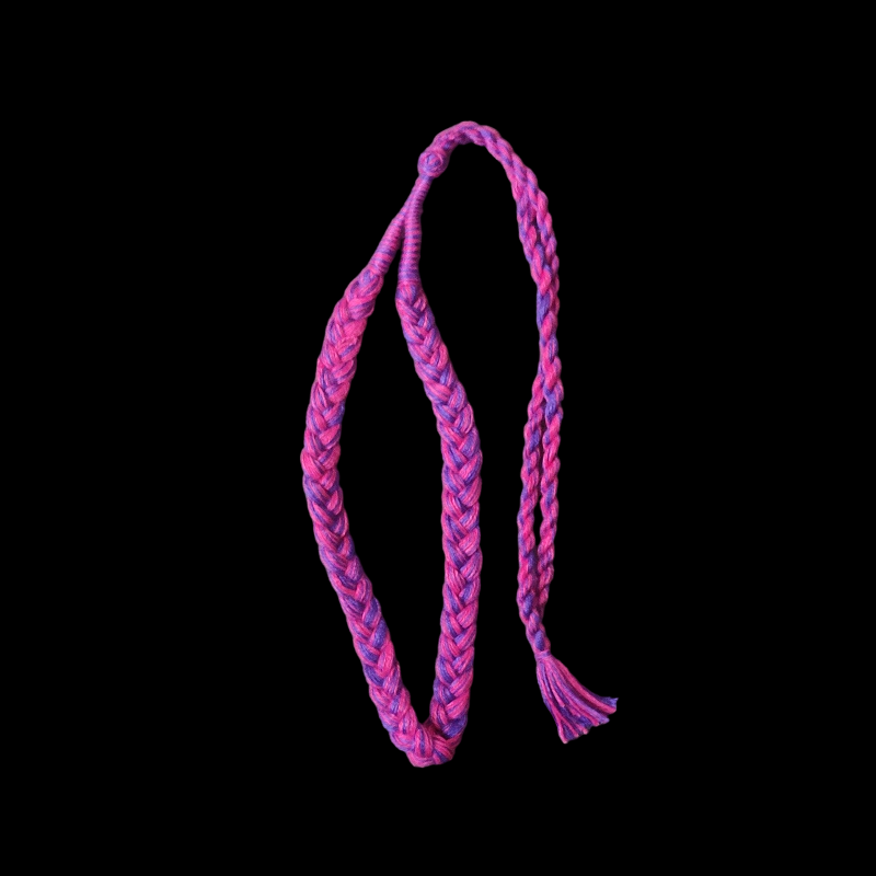 Pink With Blue Braided Cotton Thread Neck Rope