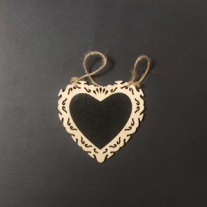 Mini Heart Shape Style 2 Chalkboard With Jute Rope