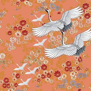 Fliying Birds With Orange Flower Background Decoupage Napkin
