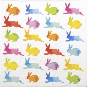 Multicolour Painted Bunnies Decoupage Napkin