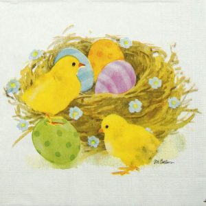 Chicks And Eggs In The Nest Decoupage Napkin