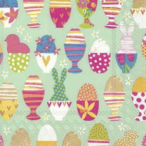 Funny Easter Eggs In Green Background Decoupage Napkin
